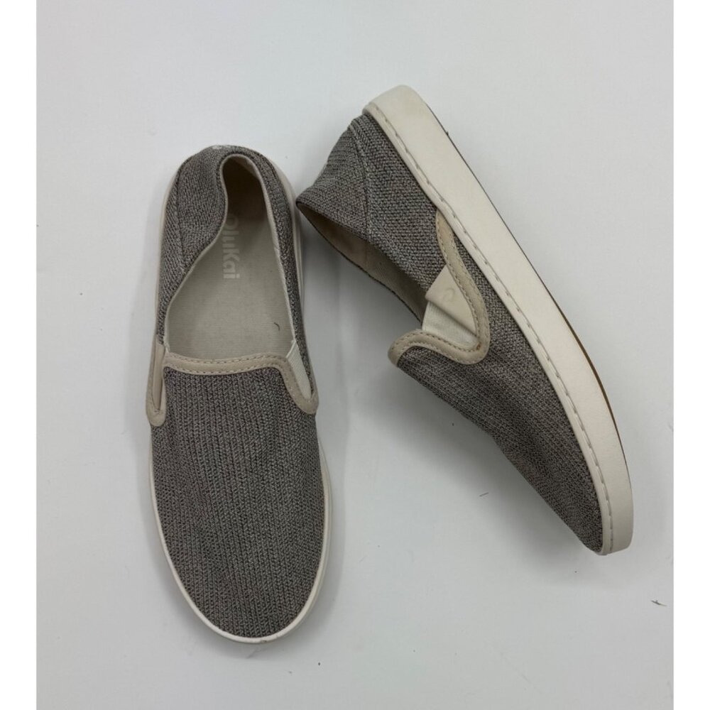 Olukai Pehuea Womens Slip-On Shoes Gray US 8.5 Lightweight Casual Textile & Rubb
